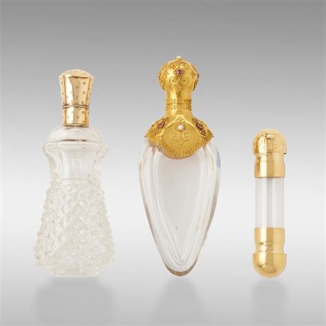 Sold At Auction Antique Three Crystal And Gold Perfume Flasks