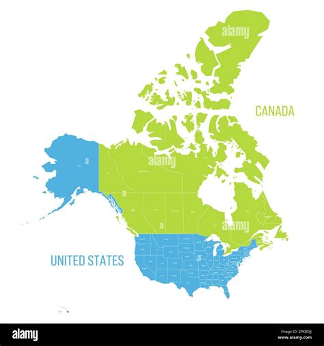 Estados Unidos Y Canad Mapa Pol Tico De Las Divisiones Administrativas