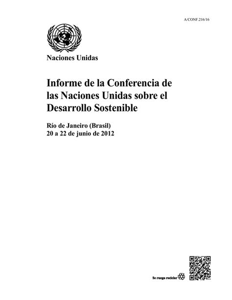 Informe De La Cumbre Mundial Sobre El Desarrollo Sostenible R O