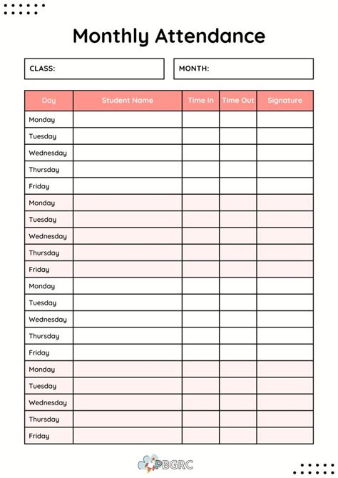 Free Printable Attendance Sheet Templates