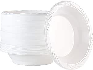 Amazon 50 Count Disposable 18 Ounce White Plastic Soup Bowls