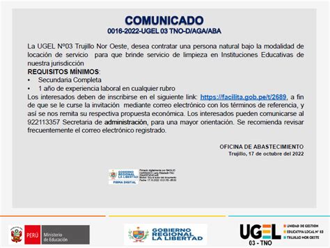 Comunicado Ugel Tno D Aga Aba Campa As Unidad De