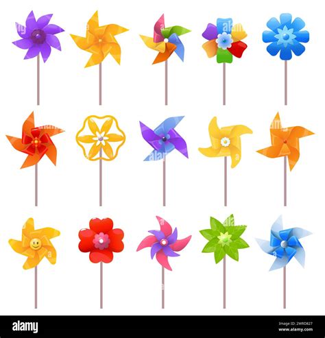 Cartoon Pinwheel Toys Colorful Spinning Windmills Made Of Paper Kids