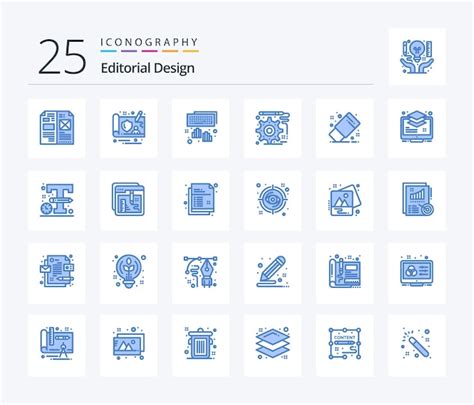 Diseño editorial 25 paquete de iconos de color azul que incluye diseño