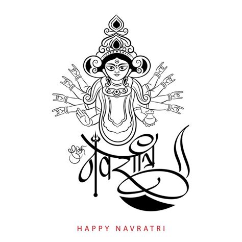 Premium Vector Shubh Navratri Greeting With Hindi Calligraphy And Goddess Durga Portrait