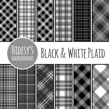 Black And White Plaids Digital Paper Bw Tartans Or Checks Backgrounds