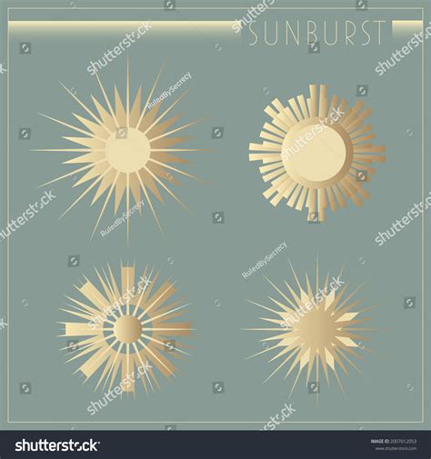 Beautiful Art Deco Sun Elements Set Stock Vector Royalty Free