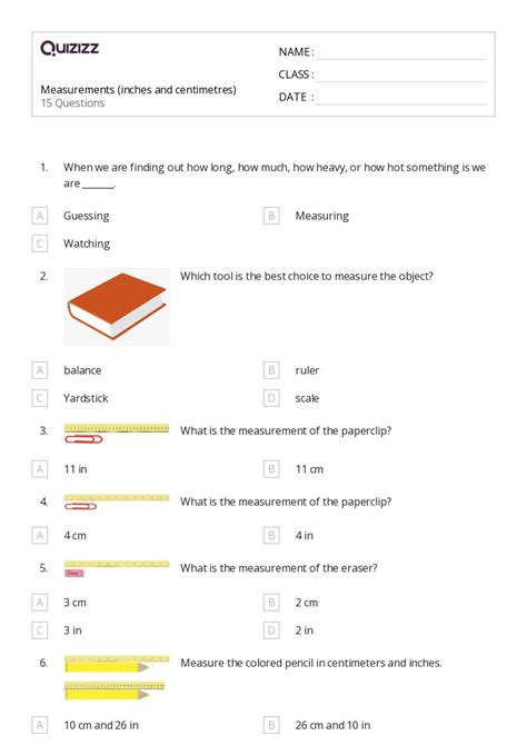 50 Measurement And Equivalence Worksheets For 2nd Class On Quizizz Free And Printable