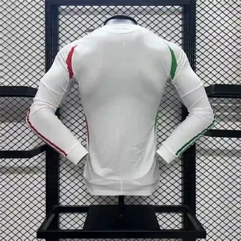 Player Version Italy White Long Sleeve Soccer Jersey Away Soccer