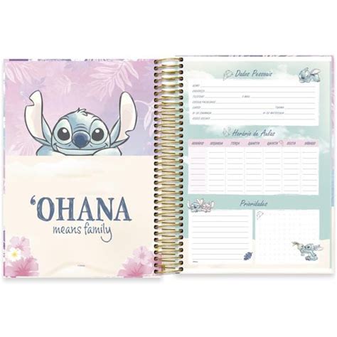 Caderno Universit Rio Capa Dura X Folhas Stitch Disney Spiral