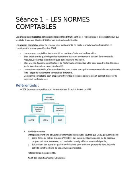 Tats Financiers Pr Paration Et Analyse Notes De Cours S Ance