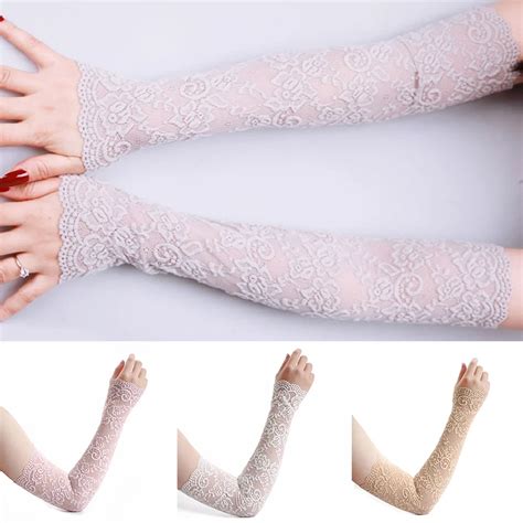 Women Sexy Lace Gloves Sunscreen Lace Arm Sleeve Fingerless Gloves