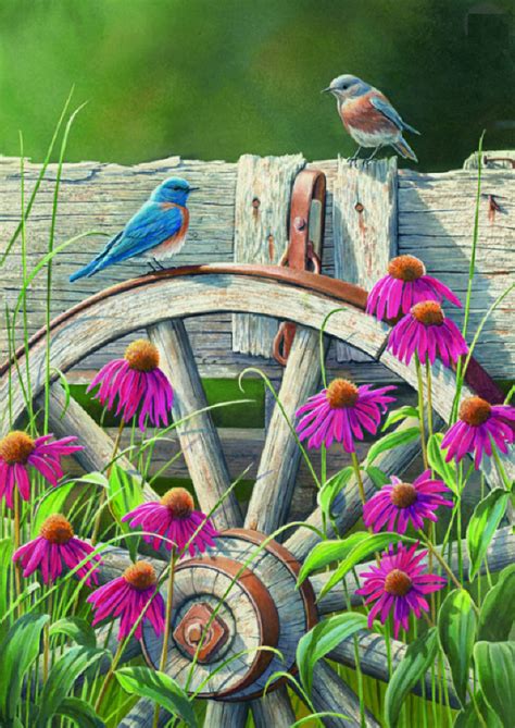 Solve Bluebirds And Coneflowers Jigsaw Puzzle Online With Pieces