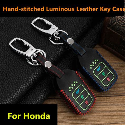 Luminous Leather Car Key Cover Case Fob For Honda Hrv Civic Accord