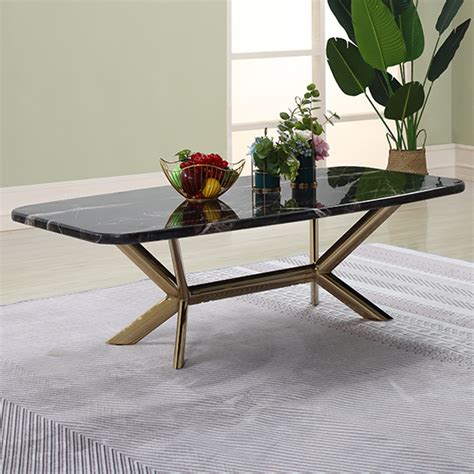 Firenze Black Marble Coffee Table With Gold Stainless Steel Legs