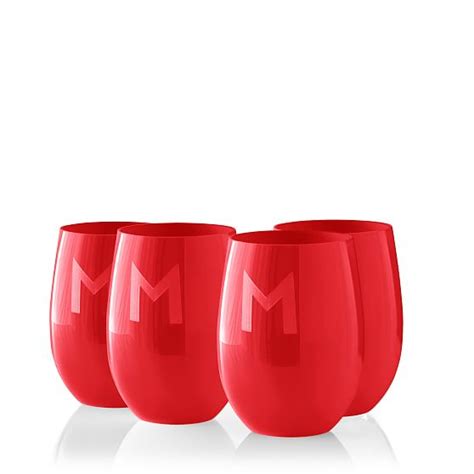 Monogrammed Acrylic Stemless Wine Glasses - Set of 4 | Mark and Graham