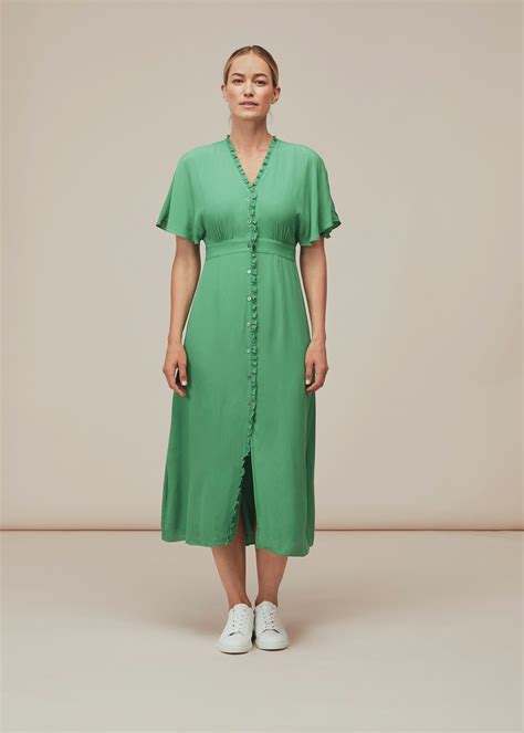 Green Ella V Neck Dress Whistles Whistles Uk