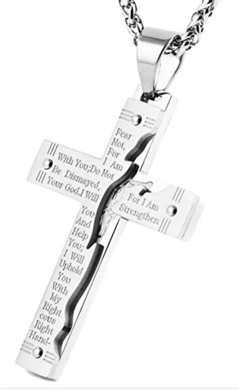 Hzman Men S Stainless Steel Jesus Christ Crucifix Cross Lord S Prayer