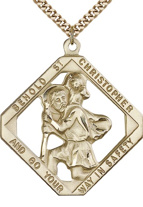 Saint Christopher Medal For Men Gold Filled Necklace On 24 Chain 30 Day 617759893410 Ebay