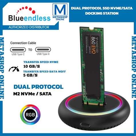 Jual Blueendless Docking Station Rgb Dual Nvme Ngff Sata Ssd M Usb