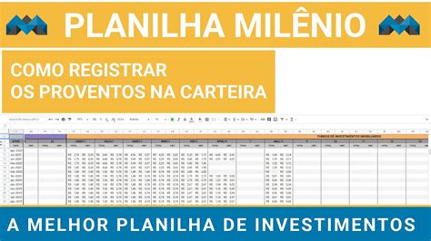 A Melhor Planilha Como Ver E Registrar Proventos Dividendos Jscp Planilha Milênio 4 Youtube