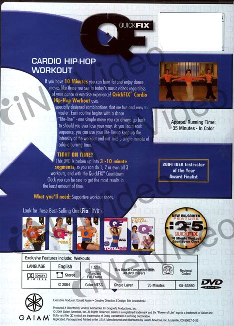 Quickfix Cardio Hip Hop Workout On Dvd Movie