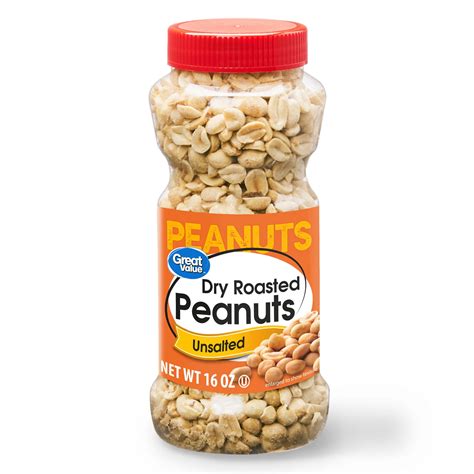 Great Value Dry Roasted Unsalted Peanuts 16 Oz Walmart Walmart