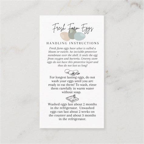 Fresh Farm Egg Handling Instructions Business Card | Zazzle | Farm eggs ...