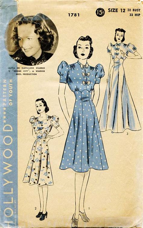 1930s Vintage Dress Pattern Hollywood 1781 Door Floradorapresents