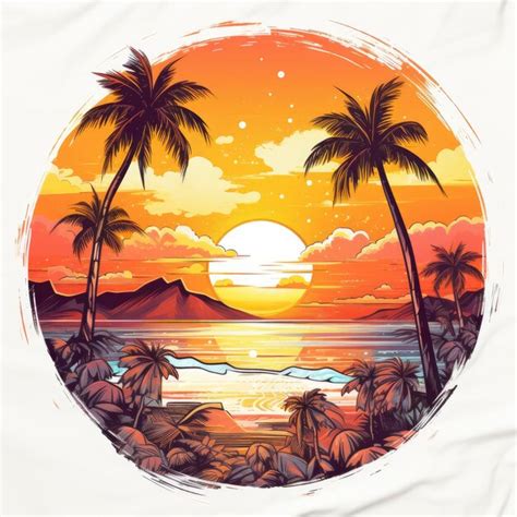 Premium Photo Tropical Sunset For Tshirt Design