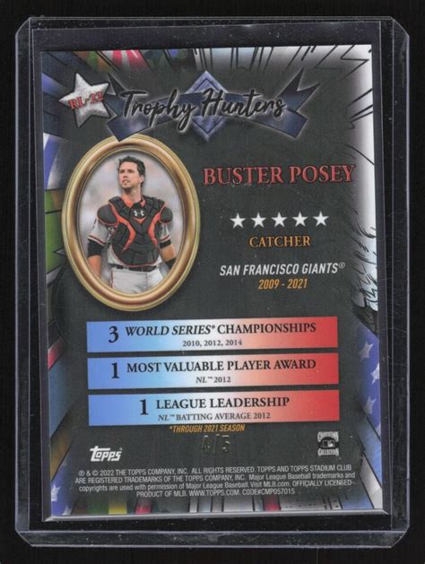 Topps Stadium Club Chrome Buster Posey Rl Trophy Hunters Red