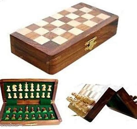 5 Coffret pliant en bois magnétique voyage léger poche jeu d échecs