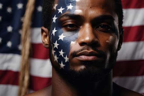 Premium Photo Portrait Of African American Man With Face Painted In