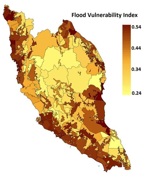 Flood vulnerability index (FVI) map of Peninsular Malaysia (after Ziarh ...