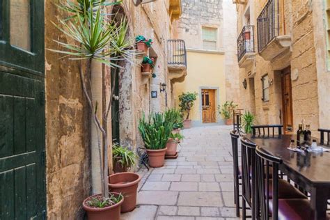 Typical Narrow Street In Birgu Town Mal Stock Photo Image Of Street