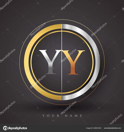 Letter Logo Circle Gold Silver Colored Vector Design Template Elements