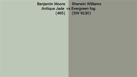 Benjamin Moore Antique Jade 465 Vs Sherwin Williams Evergreen Fog SW