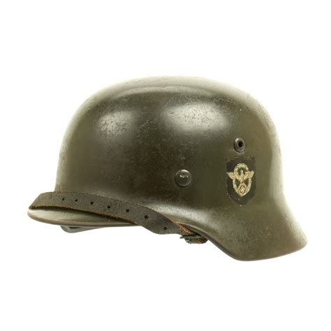 Original German Wwii Police Double Decal M35 Combat Helmet Se66