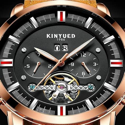 Buy Kinyued Automatic Men Calendar Watch Skeleton Tourbillon Mechanical