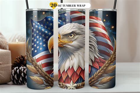 American Eagle Flying Flag Tumbler Png Graphic By Cutie Kate Studio