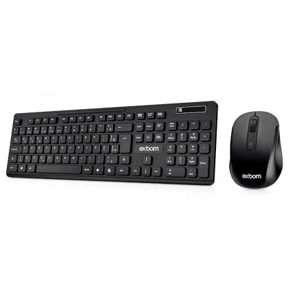 Combo Teclado E Mouse Sem Fio Slim Abnt Exbom Bk S F Mundoware