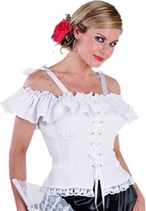 Oktoberfest Tiroler Blouse Met Koordje Carmen Wit Oktoberfest Dames