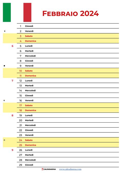 Calendario Febbraio 2024 Da Stampare By Calendarena Medium