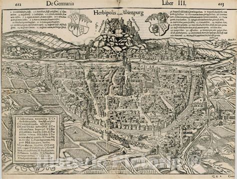 Historic Map Herbipolis Occidens Wurtzpurg C1560 Sebastian M Nster