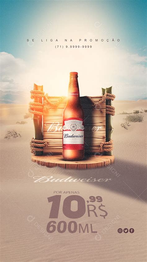 Social Media Story Se Liga Na Promoção Budweiser Distribuidora Psd