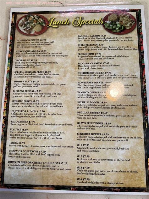 Menu at Las Flores Mexican Restaurant, Houston, Kuykendahl Rd