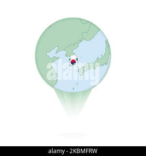 South Korea Map With Location Pointer Marks Infographic Vector