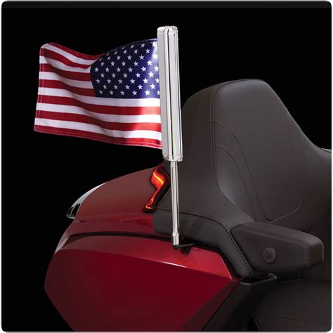 Honda Gold Wing Chrome Led Lighted Flag Pole With American Flag 2018