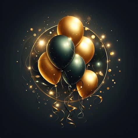 Premium Photo | Black and gold balloons for happy birtday party