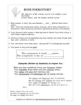 Bone Skeletal System Poem Assignment Skeletal System Poems